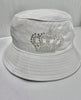 White Bucket Hat with Silver Crown