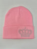 Knit Beanie - Pink with Small Silver Crown