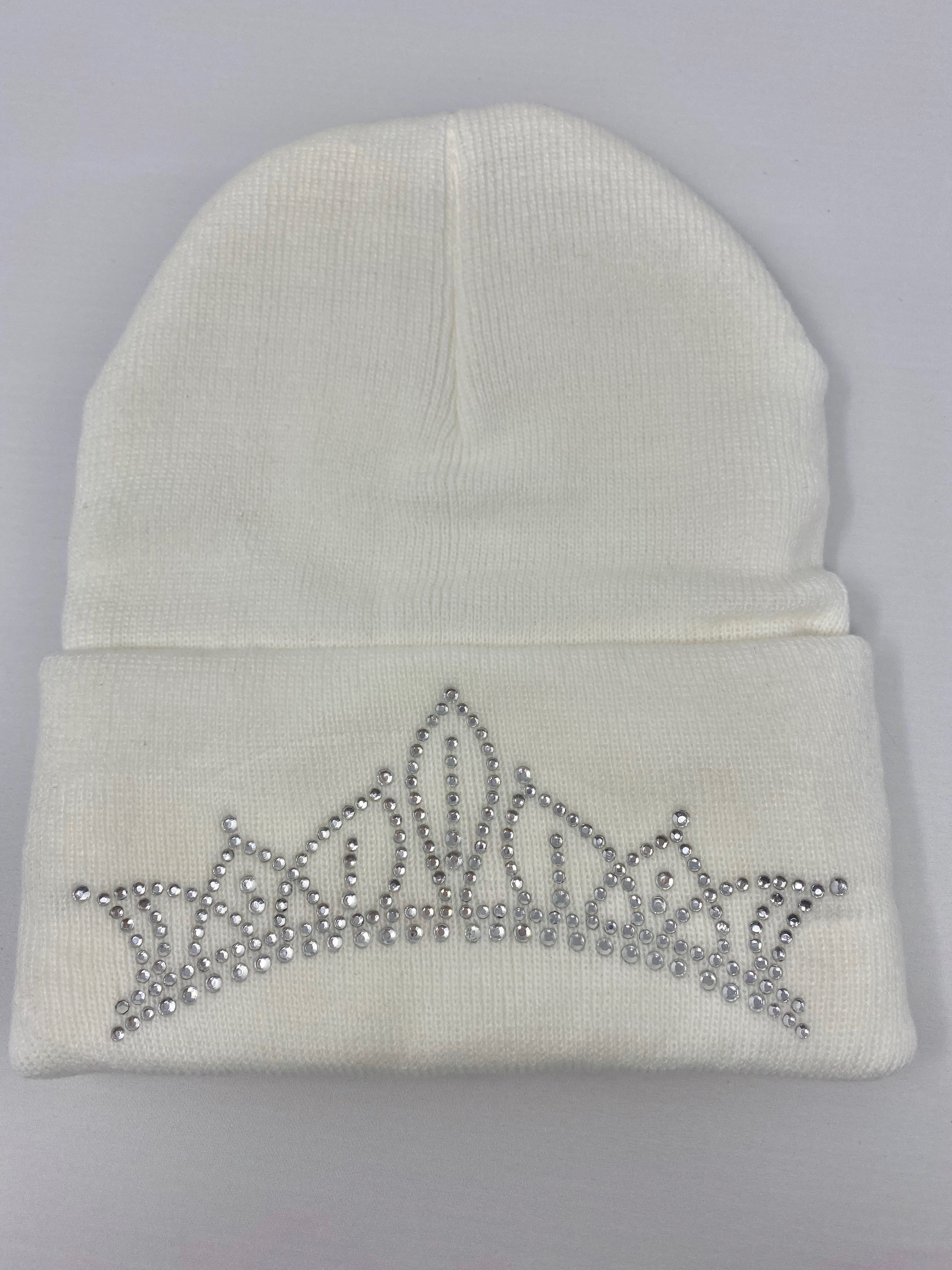 Knit Beanie with Large Silver Crown